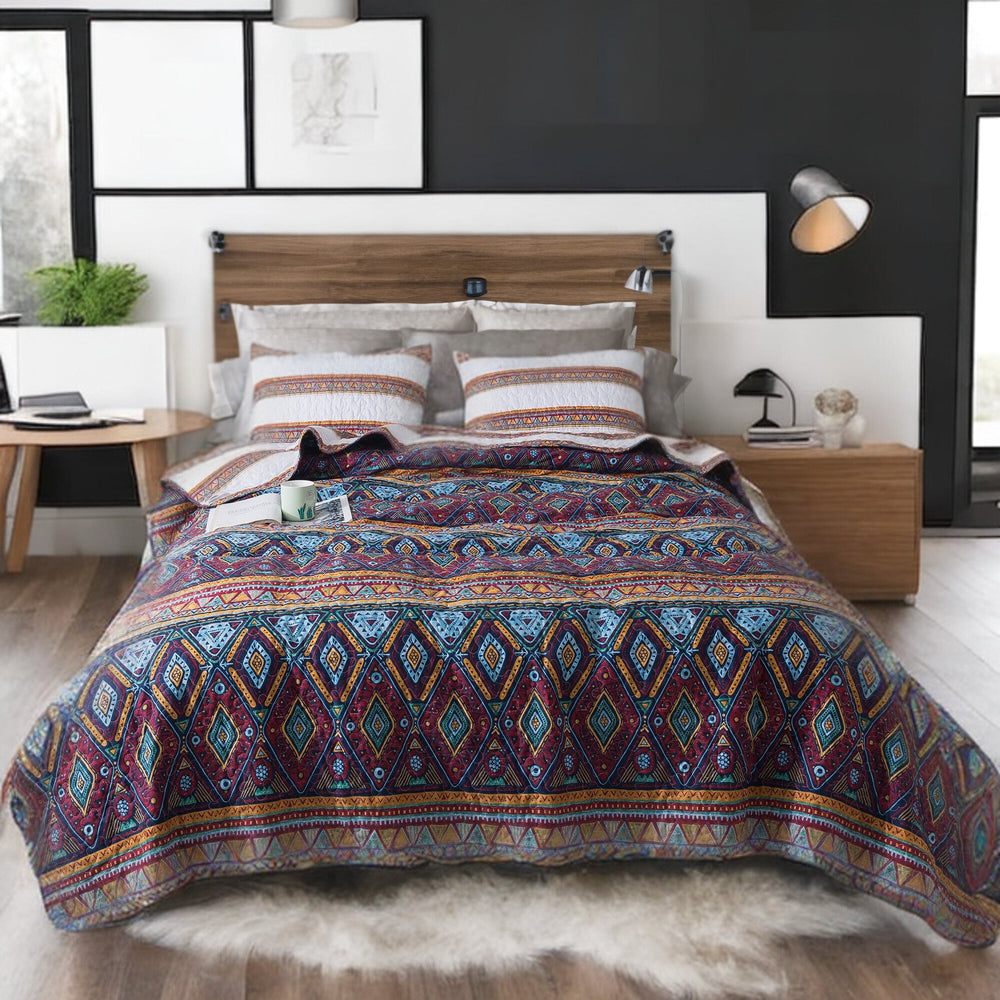 DaDa Bedding Southwestern Aztec Bohemian Desert Tribal Quilted Bedspread Set (KSX-002) by DaDa Bedding Collection