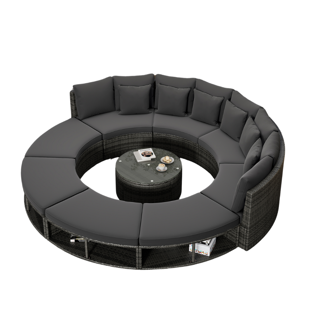 9-Piece  Luxury Circular Outdoor Patio Furniture by Blak Hom