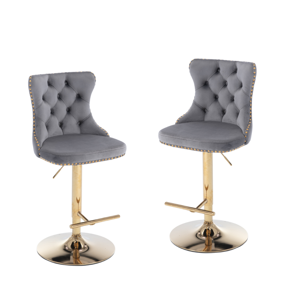 Set of 2 Modern A Velvet Swivel Stools by Blak Hom