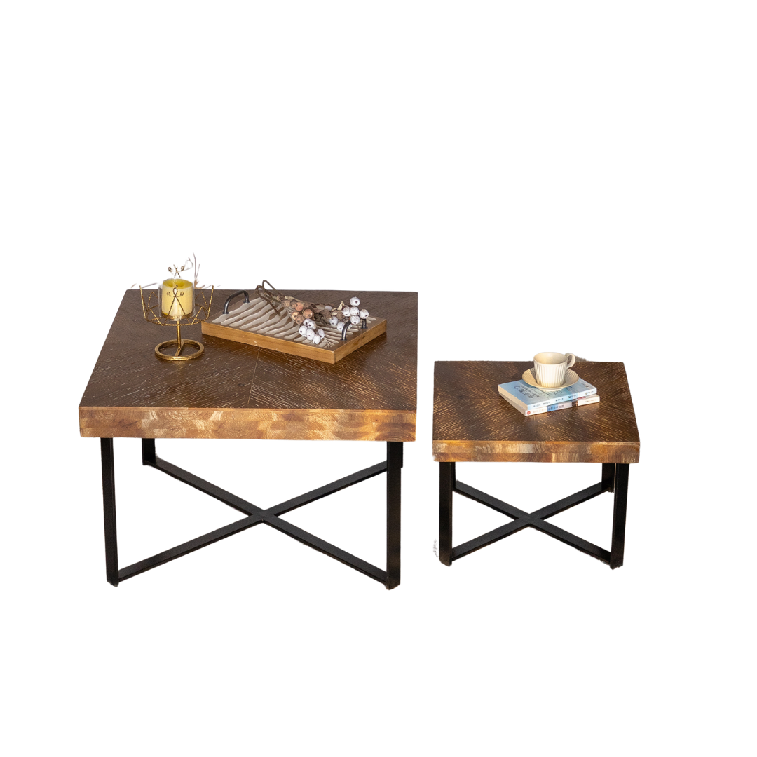 Modern Retro Splicing Square Coffee Table Set of 2 by Blak Hom