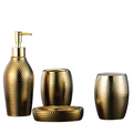 4 Pieces Golden Ceramic Bathroom Set by Blak Hom