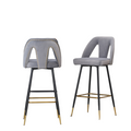 Set of 2 Modern Contemporary Velvet Upholstered Bar Stools by Blak Hom