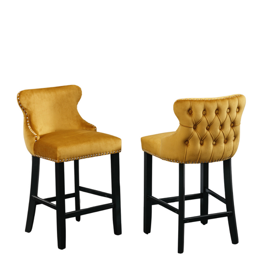 Yellow Velvet Barstool by Blak Hom