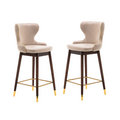 Set of 2 Modern Leather Fabric Barstools by Blak Hom