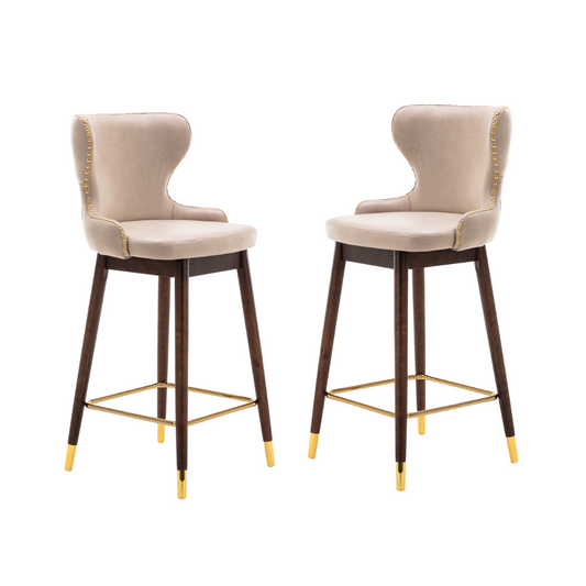 Set of 2 Modern Leather Fabric Barstools by Blak Hom