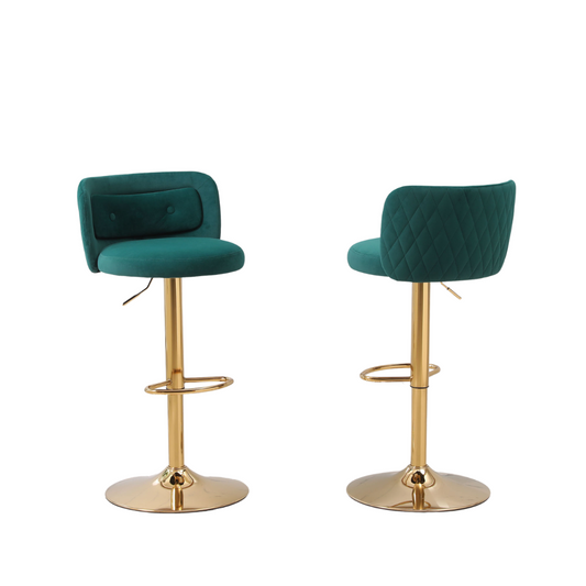 Set of 2 Modern  Bar Height, Swivel Velvet Bar Stool by Blak Hom