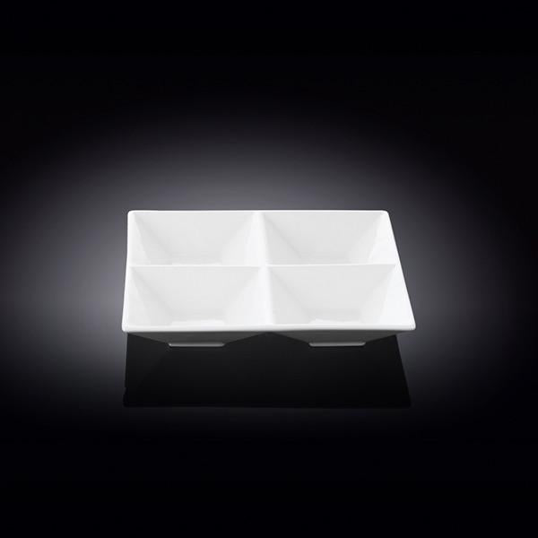 Set Of 6 White Divided Square Dish 6" inch X 6" inch | 15 Cm X 15 ?? by Wilmax Porcelain