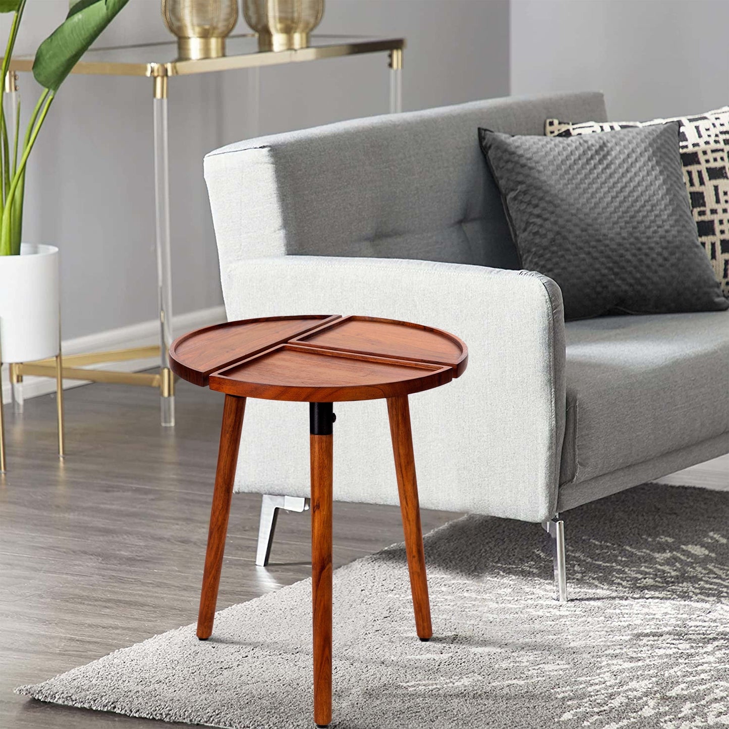 Round Acacia Wood Side Accent Table by Blak Hom