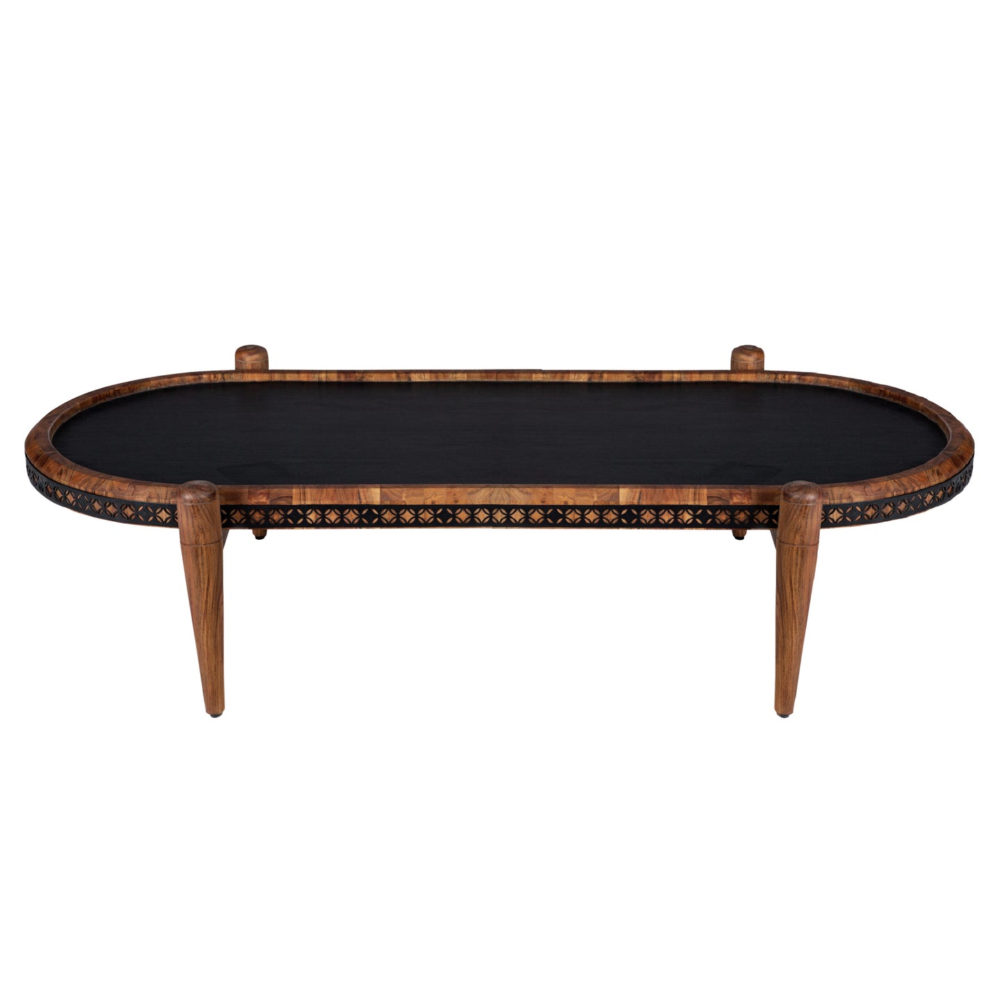 2 Piece Oval Acacia Wood and Metal Nesting Coffee Table by Blak Hom