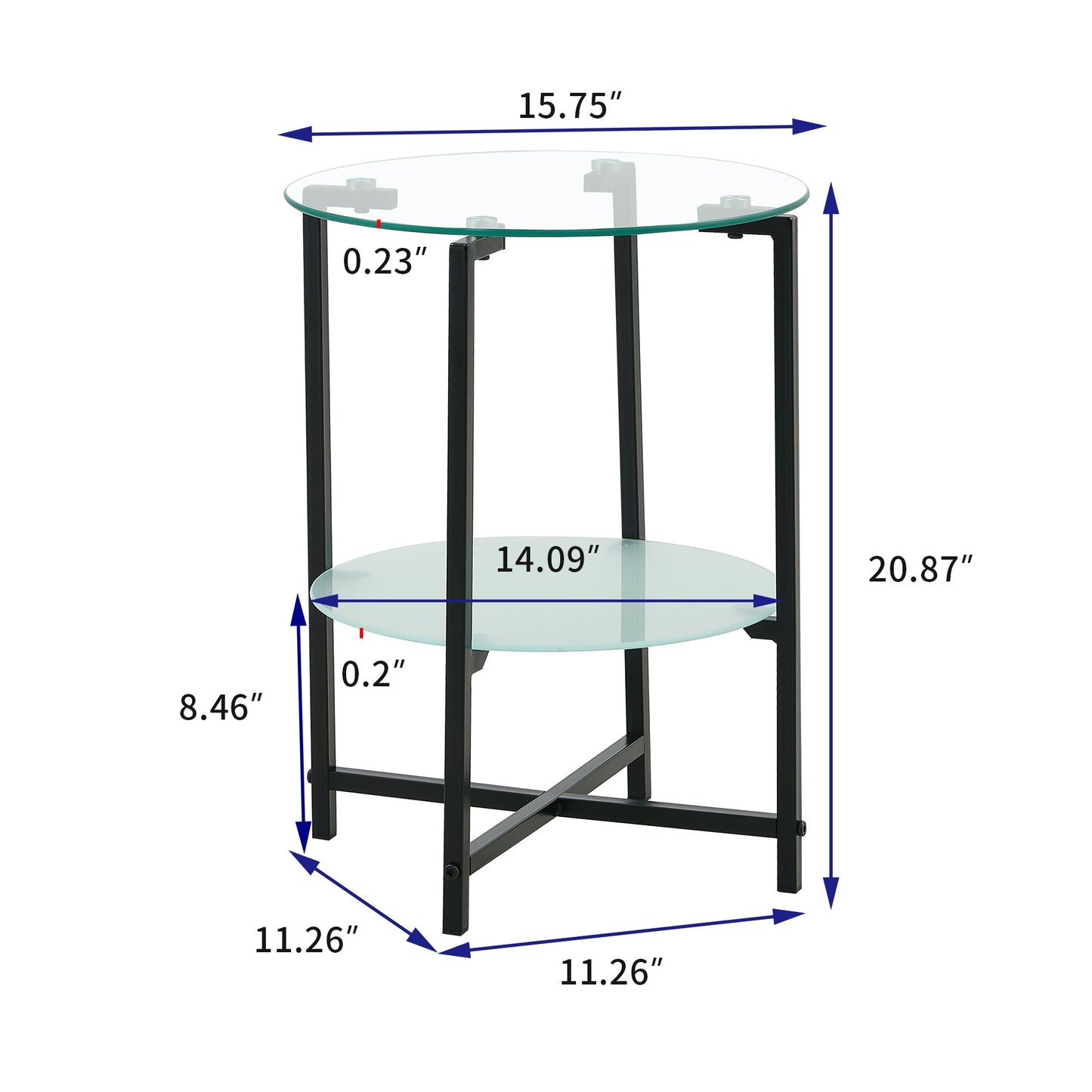 2-Piece Set Clear Tempered Glass Side Table. by Blak Hom