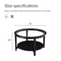 Modern Solid Wood Round Coffee Table With Tempered Glass Top by Blak Hom