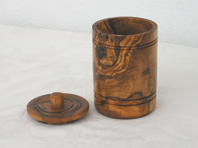 Olive Wood Spice Jar Salt Keeper w/Lid by Choixe