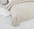 DaDa Bedding Soft Charming French Country Ruffles Quilted Cotton Bedspread Set - Ivory Cream Tan (JHW873) by DaDa Bedding Collection