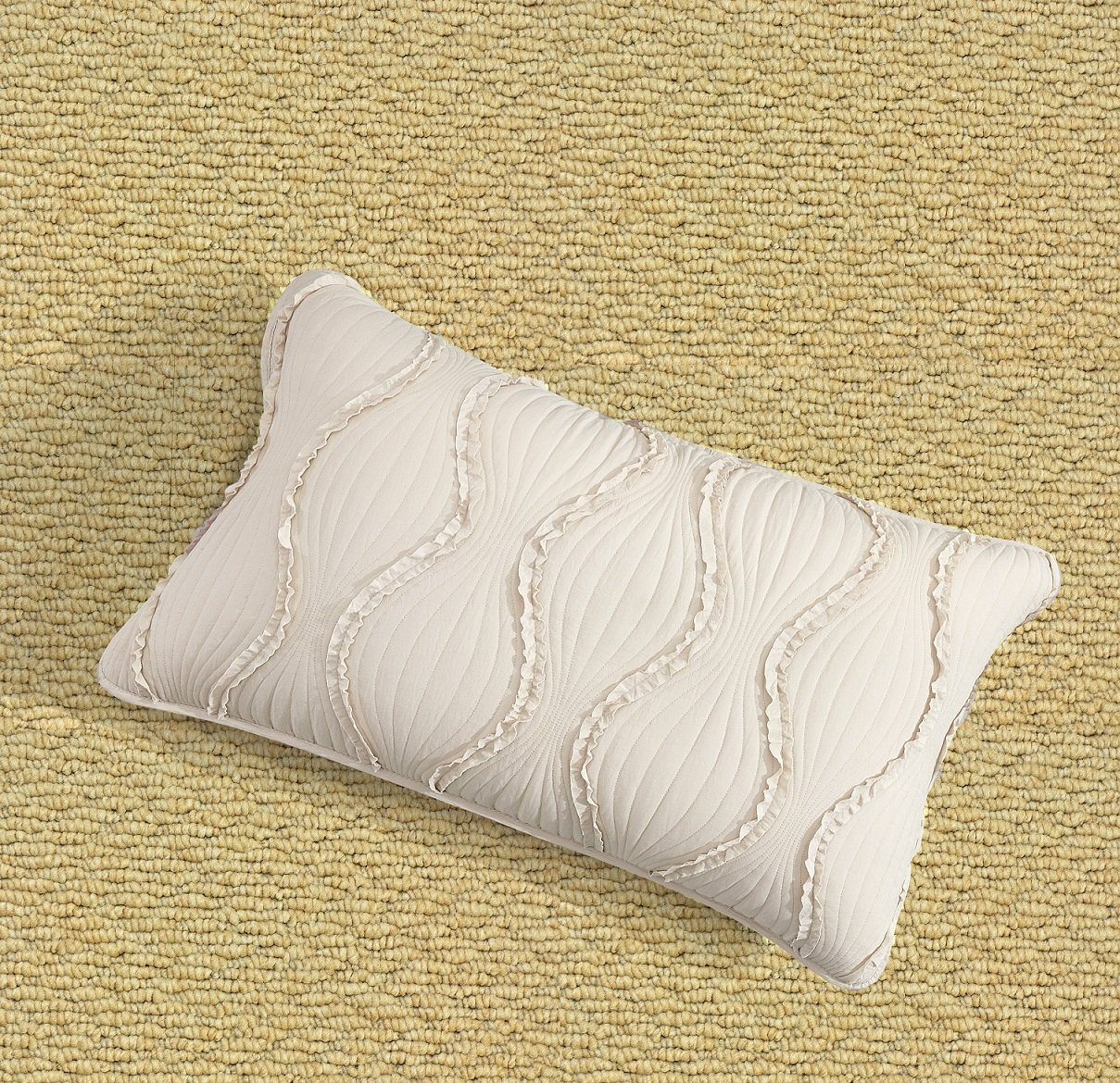 DaDa Bedding Soft Charming French Country Ruffles Quilted Cotton Bedspread Set - Ivory Cream Tan (JHW873) by DaDa Bedding Collection