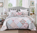 DaDa Bedding Hint of Mint Floral Pastel Cotton Patchwork Ruffle Bedspread Set (JHW-3036) by DaDa Bedding Collection