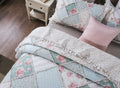 DaDa Bedding Hint of Mint Floral Pastel Cotton Patchwork Ruffle Bedspread Set (JHW-3036) by DaDa Bedding Collection