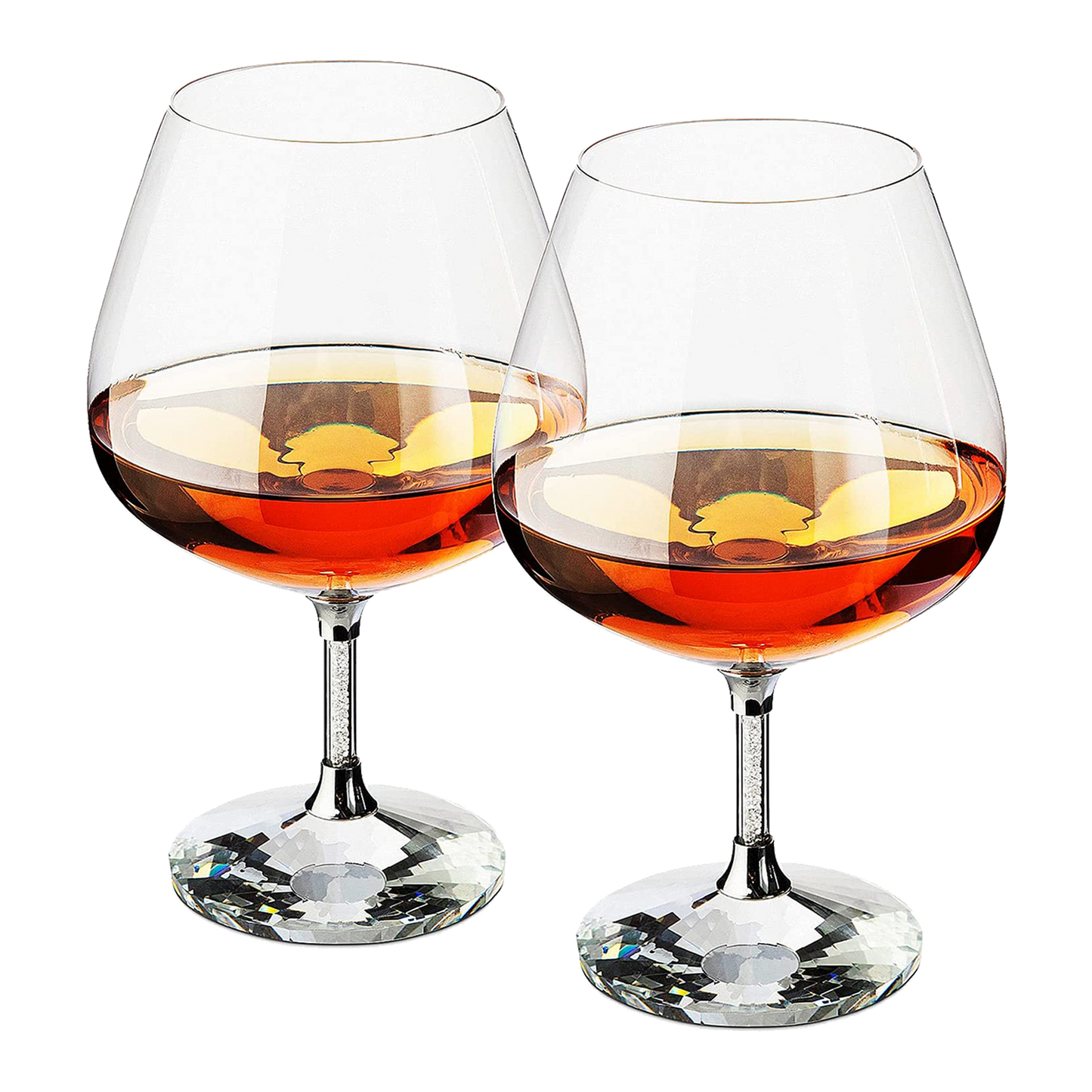 Diamond Brandy Snifters Whiskey Glasses Set of 2 - For Drinking Whiskey, Liquor, Bourbon, Perfect For Any Bar or Party 12oz Diamond Glasses by The Wine Savant - by The Wine Savant