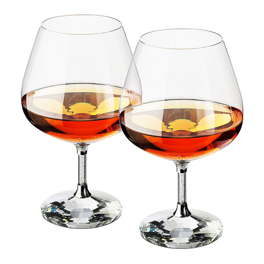 Diamond Brandy Snifters Whiskey Glasses Set of 2 - For Drinking Whiskey, Liquor, Bourbon, Perfect For Any Bar or Party 12oz Diamond Glasses by The Wine Savant - by The Wine Savant