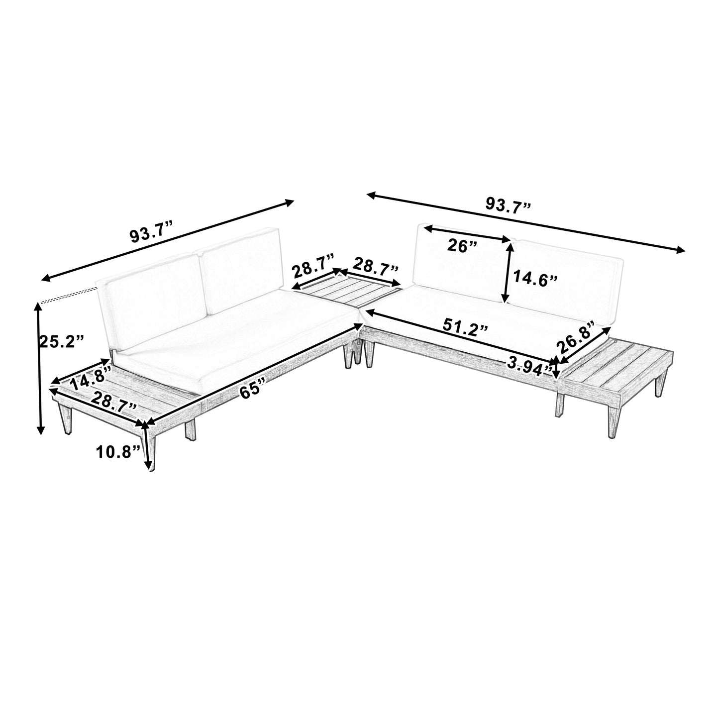 3-Piece Patio Furniture  Solid Wood Set by Blak Hom