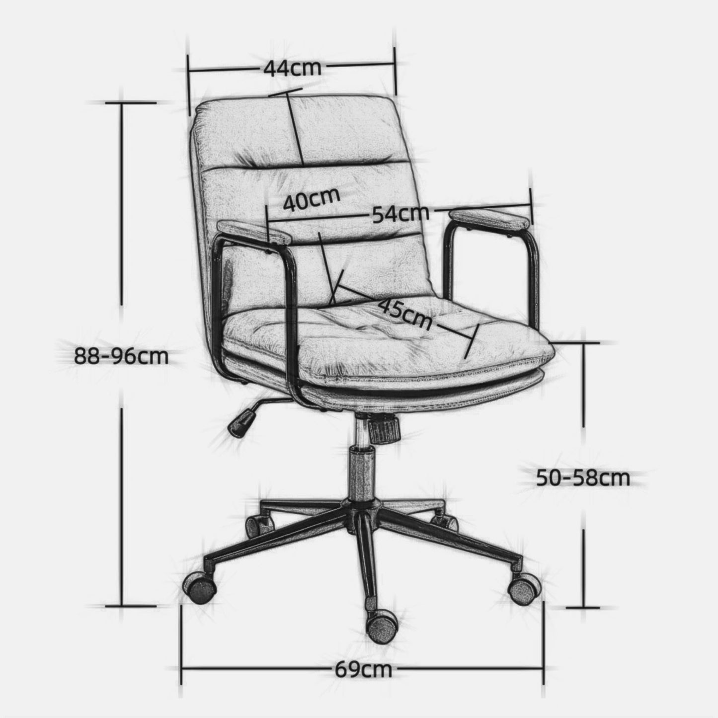 Mid Back PU Leather Home Office Chair by Blak Hom