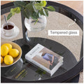 Modern Solid Wood Round Coffee Table With Tempered Glass Top by Blak Hom