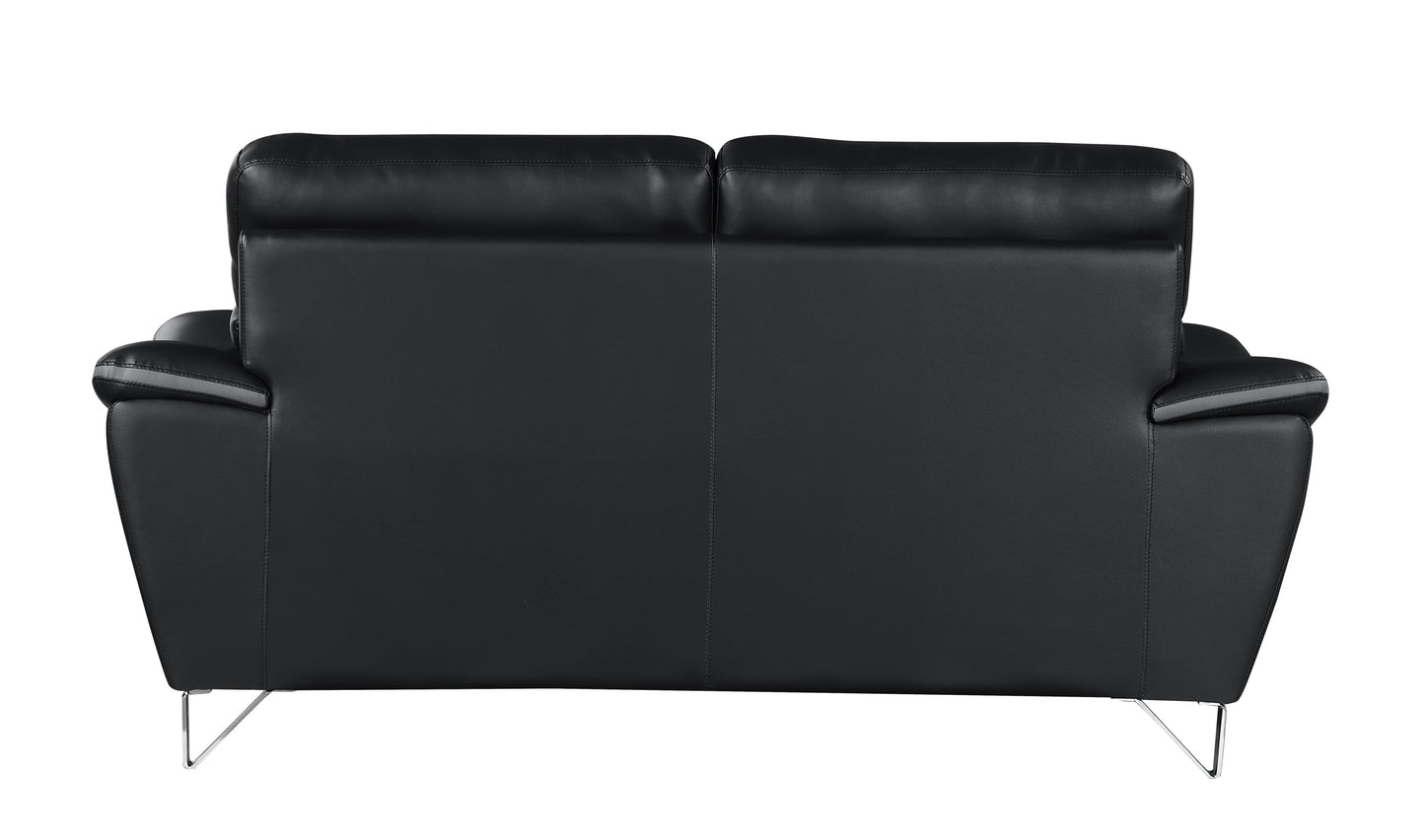 Genuine Leather Black Loveseat by Blak Hom