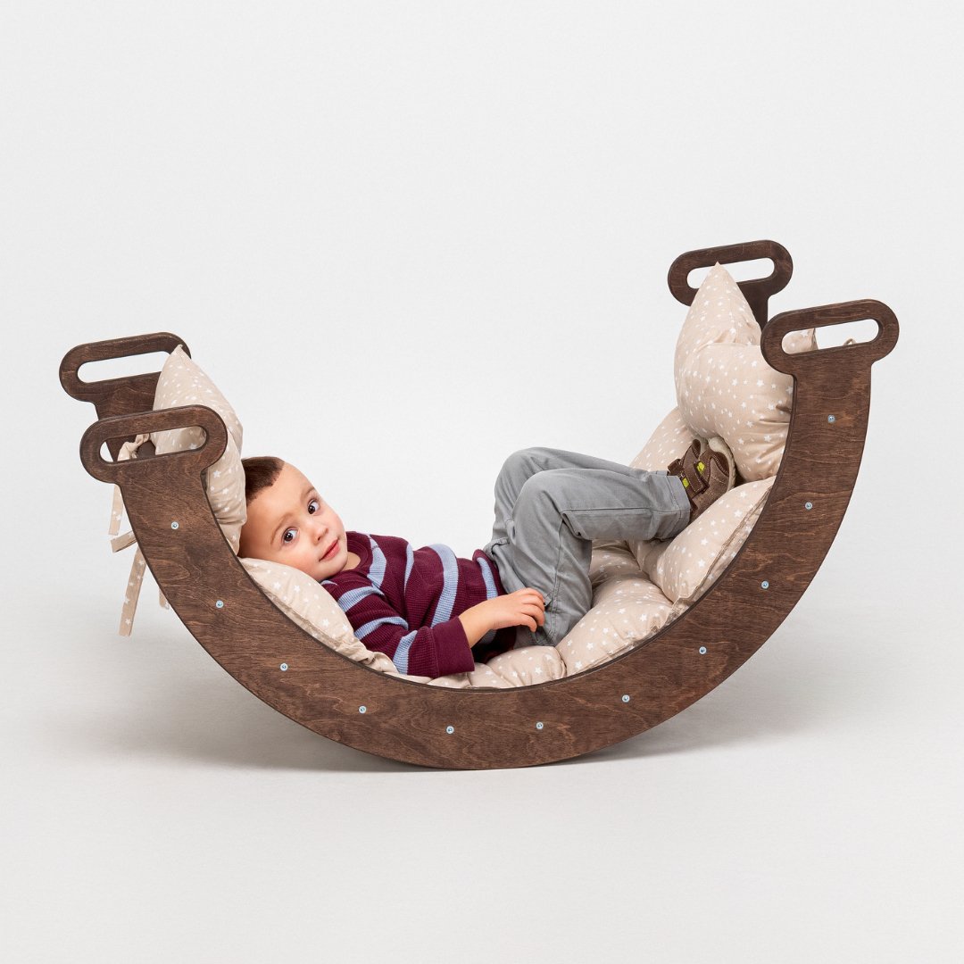 Climbing Arch Chocolate + Cushion - Montessori Climbers for Toddlers by Goodevas