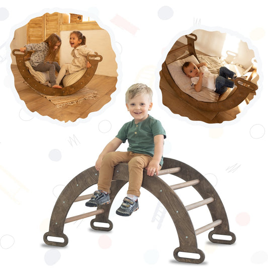 Climbing Arch & Rocker Balance - Montessori Climbers for Kids 1-7 y.o. – Chocolate by Goodevas