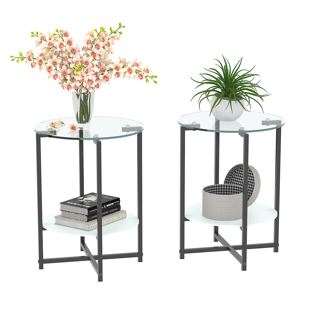 2-Piece Set Clear Tempered Glass Side Table. by Blak Hom