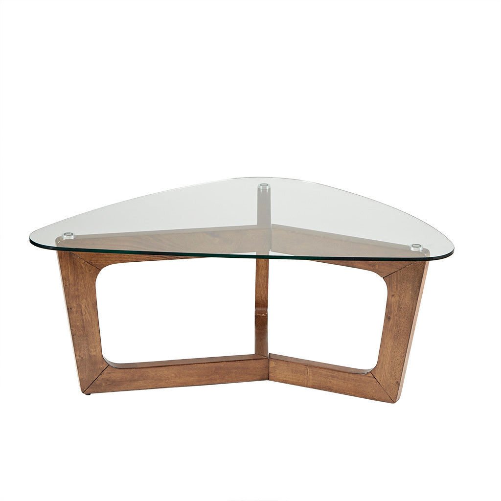 Wood Base Tempered Glass Top Coffee Table by Blak Hom