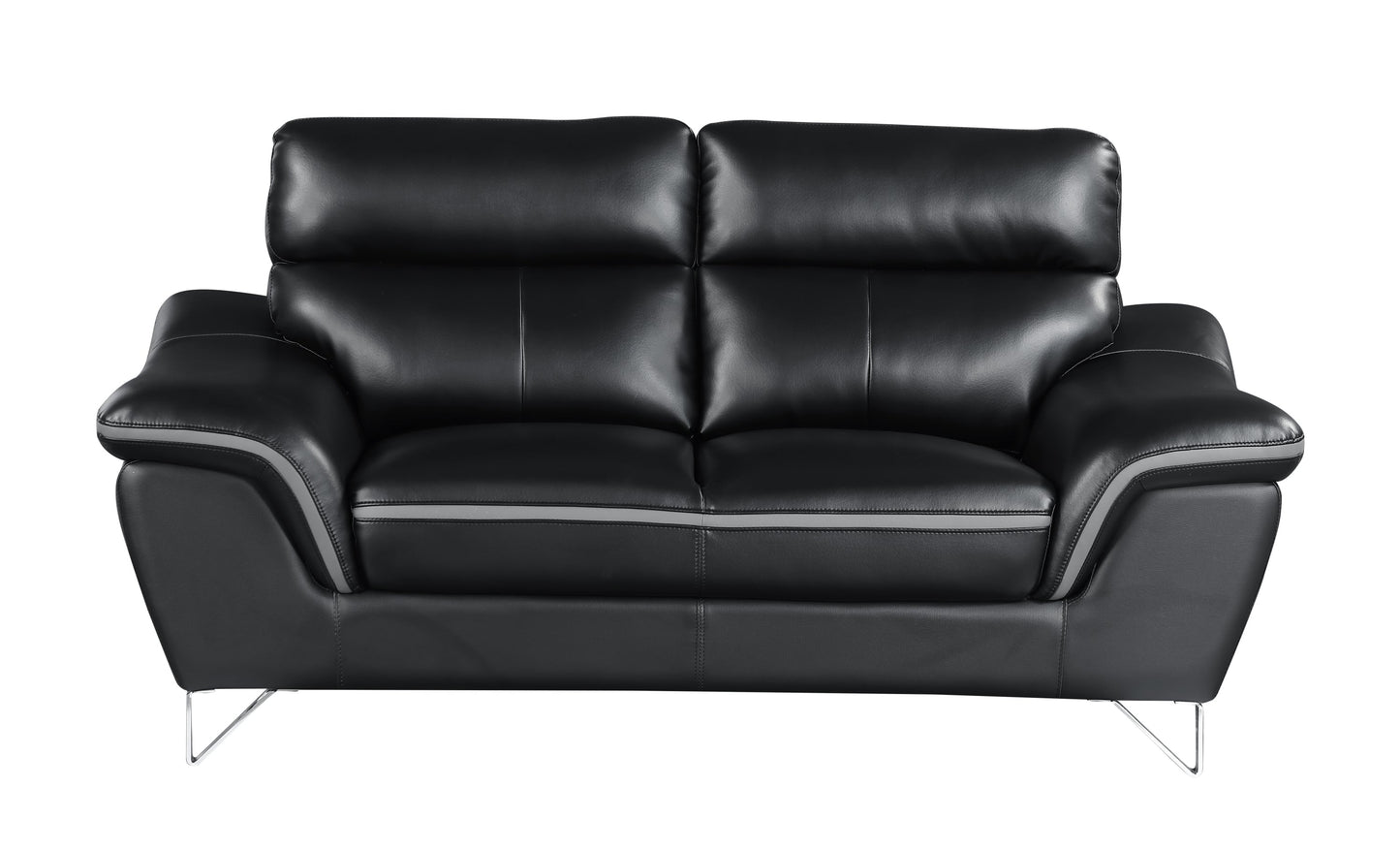 Genuine Leather Black Loveseat by Blak Hom