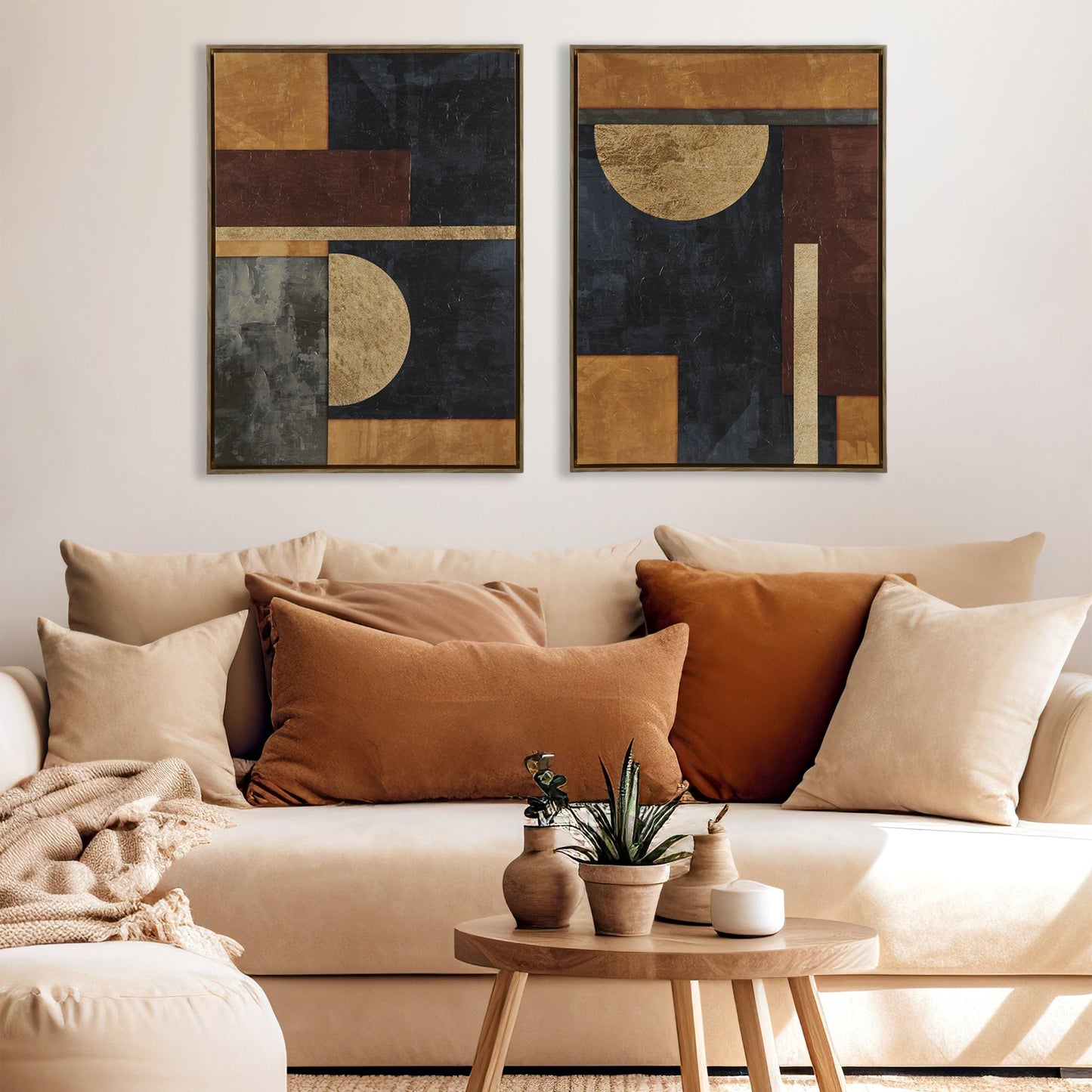 Hand-Embellished Abstract 2-Piece Framed Canvas by Blak Hom