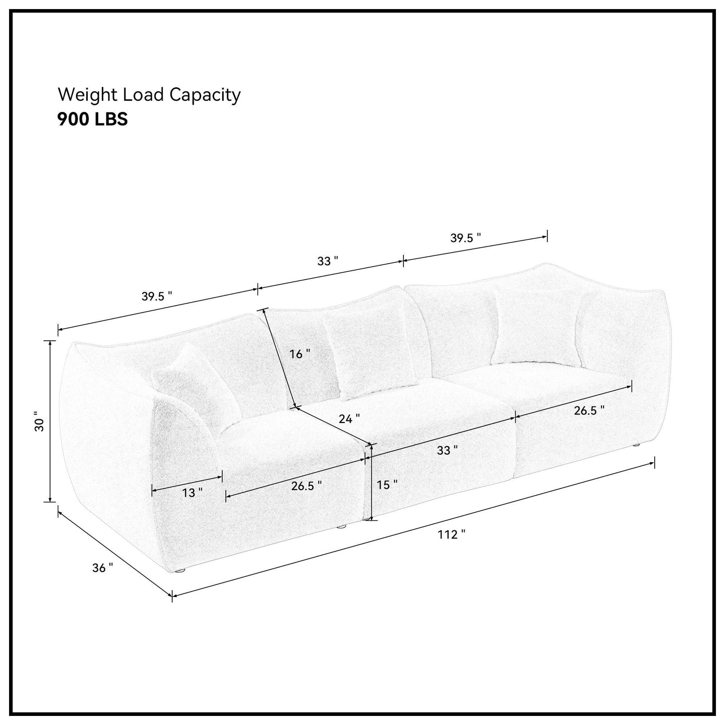 Deep Seats Modern 3 Seats Sofa by Blak Hom