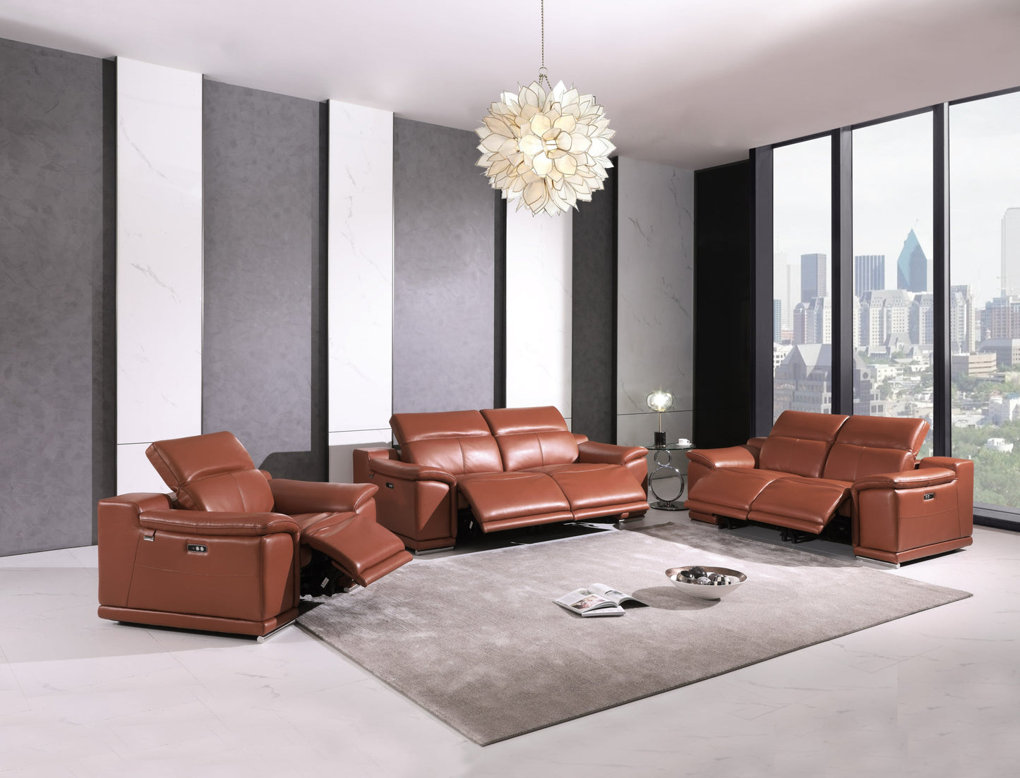 Genuine Italian Leather Power Reclining Sofa by Blak Hom