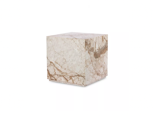 Desert Taupe Marble Plinth Table by Mode-De-Vie