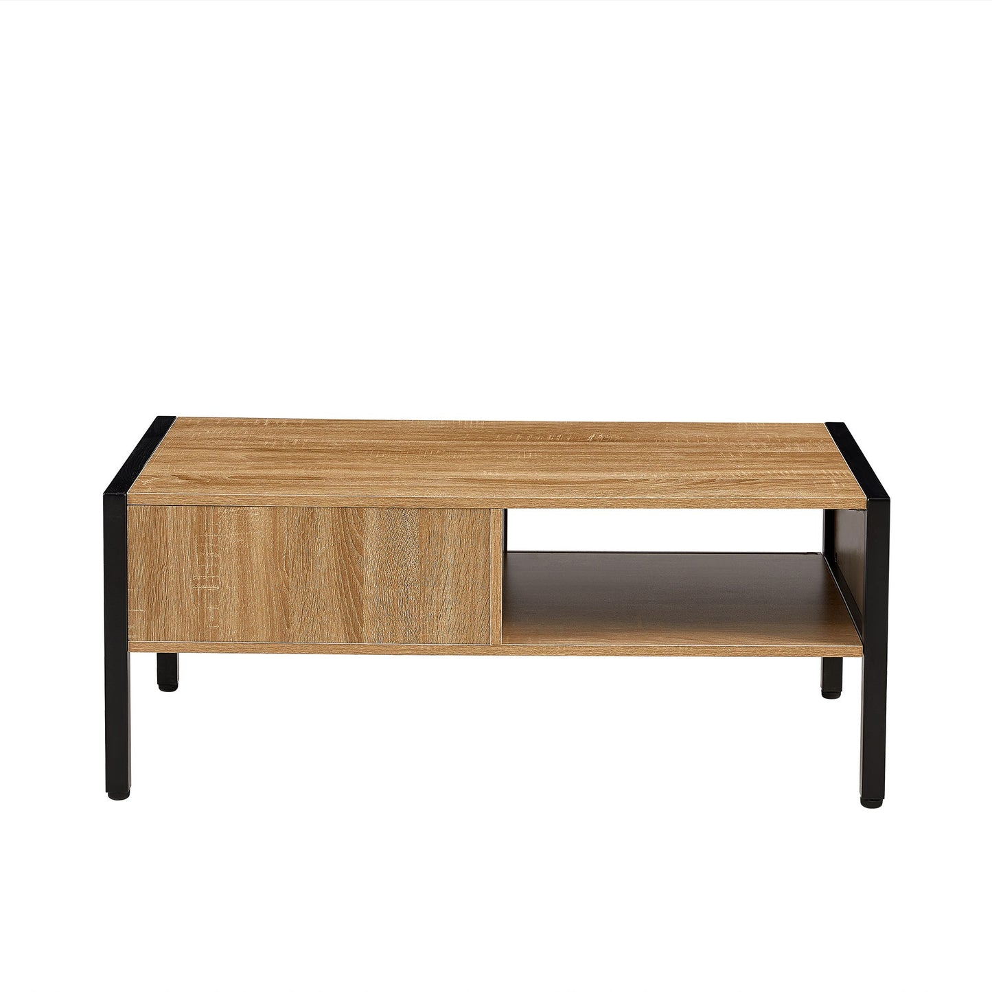 40.16" Rattan Coffee table, sliding door for storage, and metal legs by Blak Hom