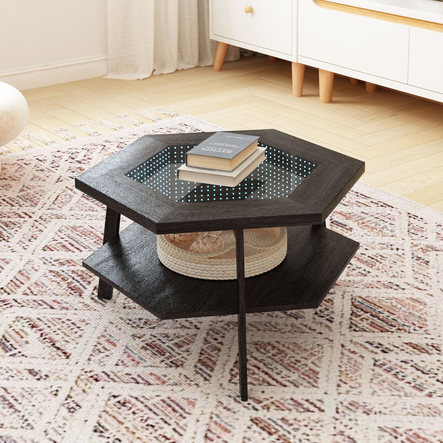 Hexagon  Smart Coffee Table with Voice-Activated Sensor by Blak Hom