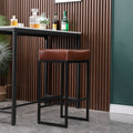 Set of 2 Counter Height Barstools with Metal Legs And PU Leather by Blak Hom