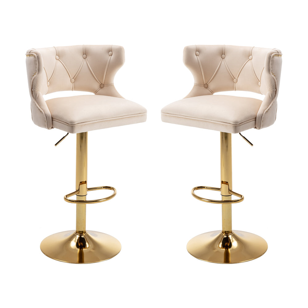 Set of 2 Modern Fashionable Velvet Bar Stools by Blak Hom