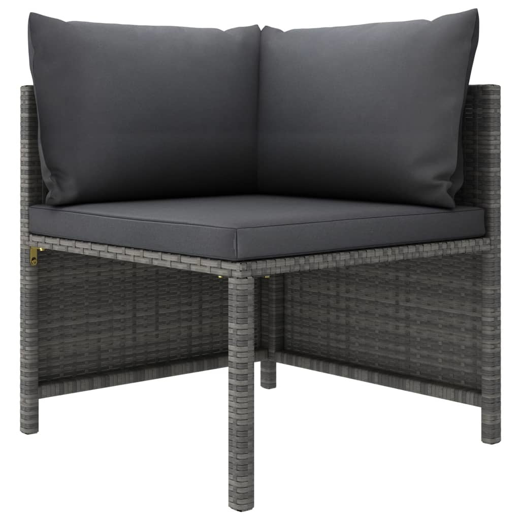 7 Piece Patio Lounge Set with Cushions Poly Rattan Gray by Blak Hom