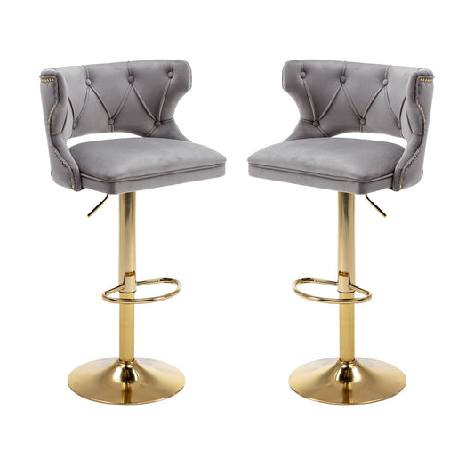 Set of 2 Modern Fashionable Velvet Bar Stools by Blak Hom