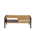 40.16" Rattan Coffee table, sliding door for storage, and metal legs by Blak Hom