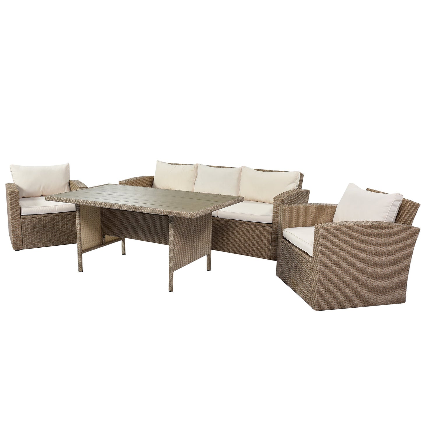 4-Piece Conversation Sofa Set with Beige Cushions by Blak Hom