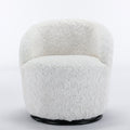 A&A Furniture,Artificial Rabbit Hair Fabric Swivel Accent Armchair Barrel Chair by Blak Hom