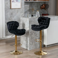 Set of 2 Swivel Velvet  Bar Stools Black by Blak Hom