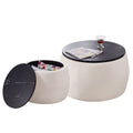 Set of 2 Nesting Round Storage Ottoman, Coffee TableS Footstool with MDF Cover by Blak Hom