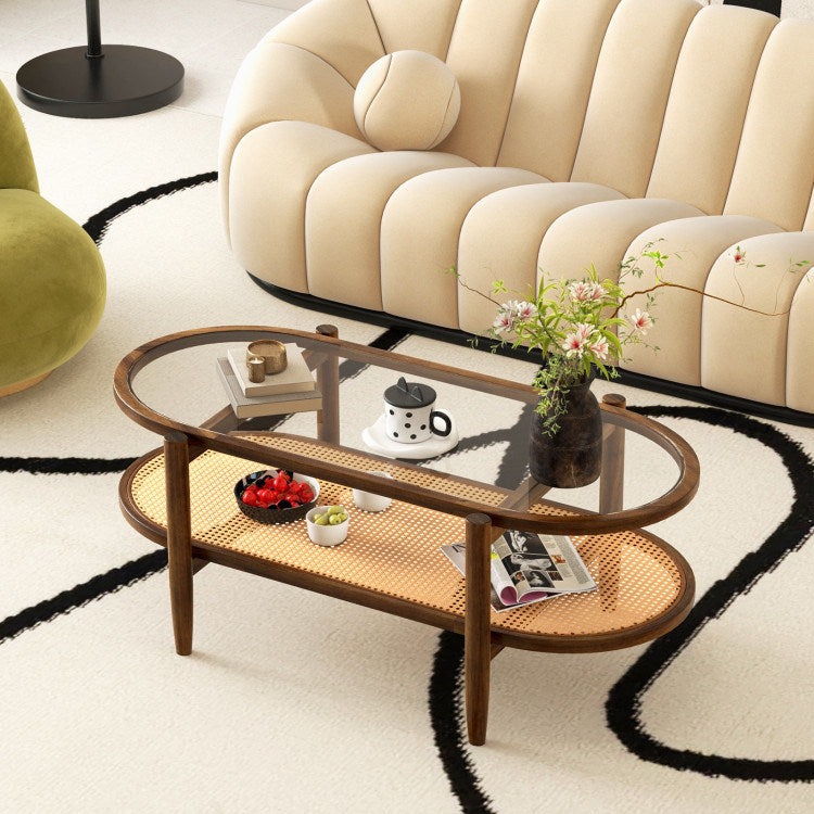 Acacia Wood And Tempered Glass Coffee Table by Blak Hom