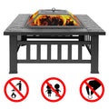 32 Inch Heavy Duty 3 in 1 Metal Square Patio Firepit Table by Blak Hom