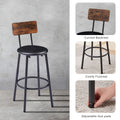 Bar Table Set with 4 Bar stools PU Soft seat with backrest, Rustic Brown by Blak Hom