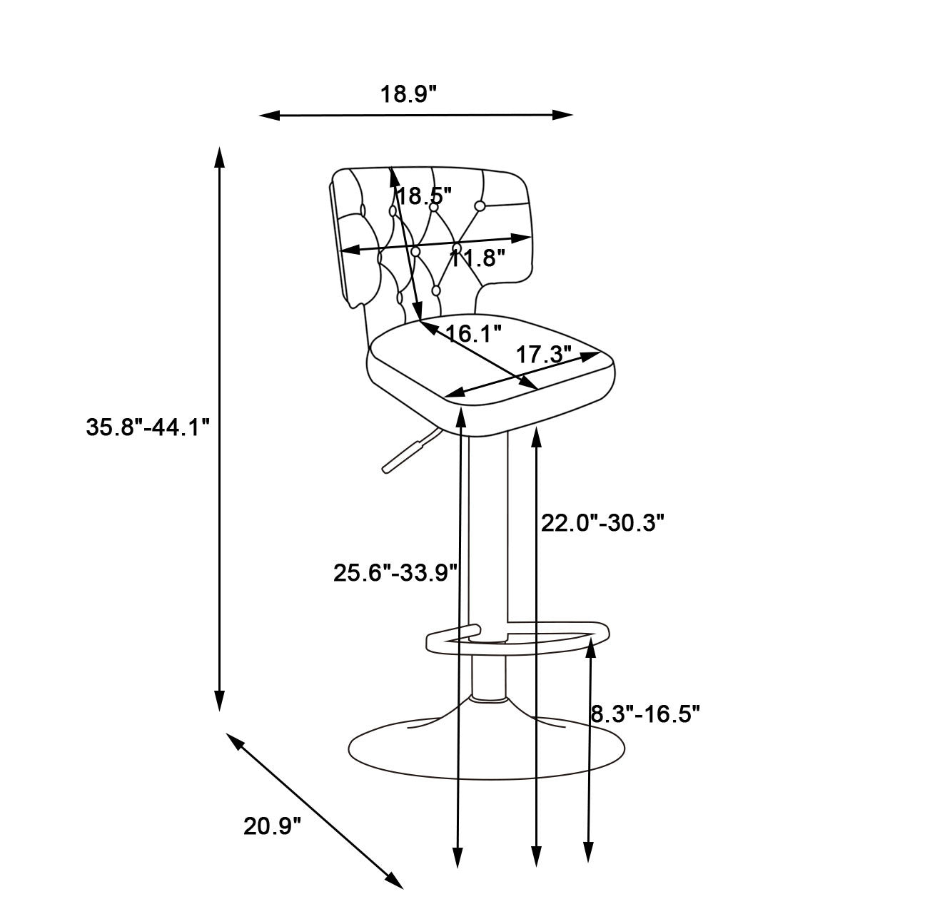 Set of 2 Modern  Bar Height, Swivel Velvet Bar Stool by Blak Hom